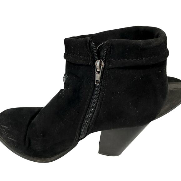 Vintage Y2K Rampage Faux Suede Black Booties Ankle Boots Fringe 6.5 Western - Picture 6 of 7